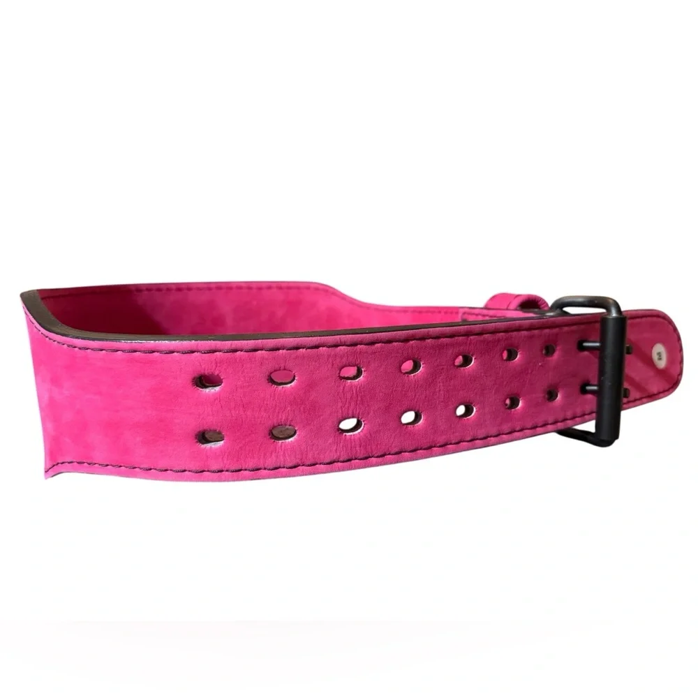 Inaka Power 10mm Magenta Leather Weightlifting Belt with Embossed Logo, size M - Picture 6 of 14